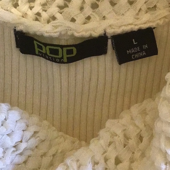 White knit top with a fringe collar, size Large - Picture 6 of 6